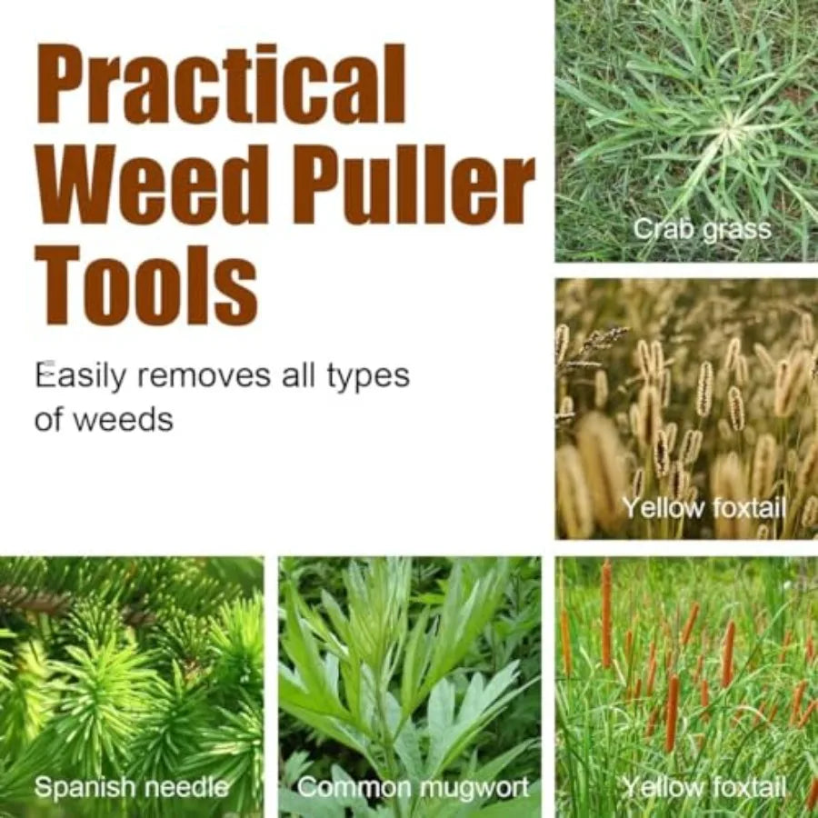 Manual Weed Puller Tool 4-Claw Steel Head Wooden Handle Hand Garden Weeder